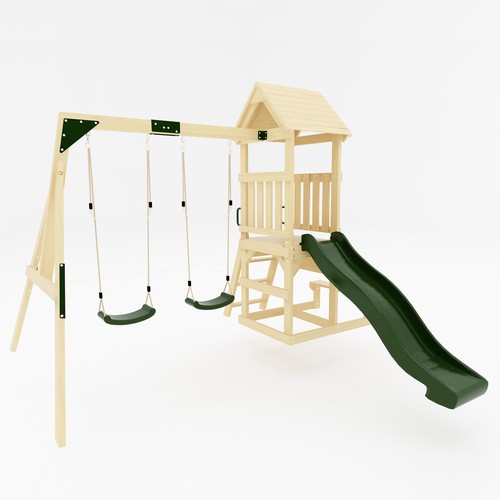 Garden wooden swing set with - swing,