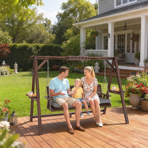 Seater wooden garden swing - wooden,